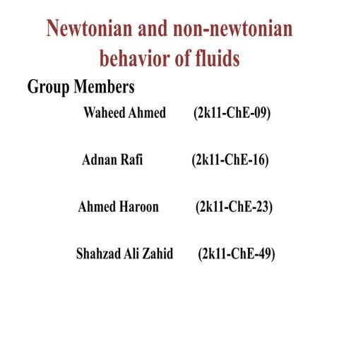 newtonian and non newtonian behaviour of fluids