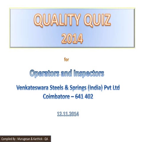 Quality Quiz for operators 2014   12.11.2014