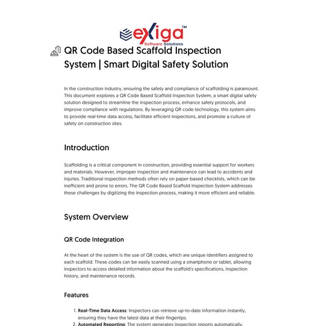 QR Code Based Scaffold Inspection System | Smart Digital Safety ...