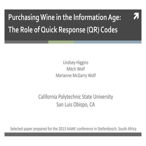 QR Codes:Purchasing Wine in the Information Age | PPTX