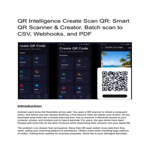 QR Intelligence Create Scan QR: Smart QR Scanner & Creator. Batch scan ...