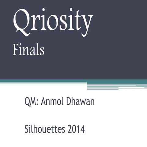 Qriosity (General Quiz) - Finals, Silhouettes 2014, AFMC