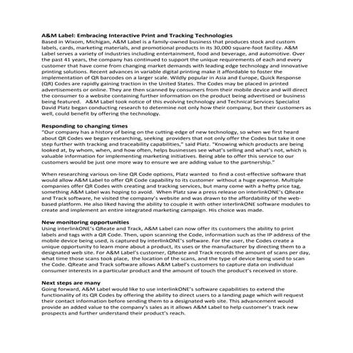 QR Code Press Release InterlinkONE