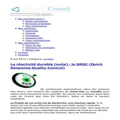 Boubaddara Youssef: QRQC-un mode de management qui permet une ...