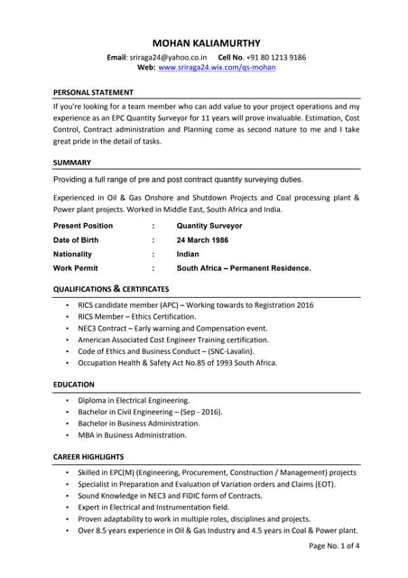 Civil QA&QC Inspector Updated Resume | PDF