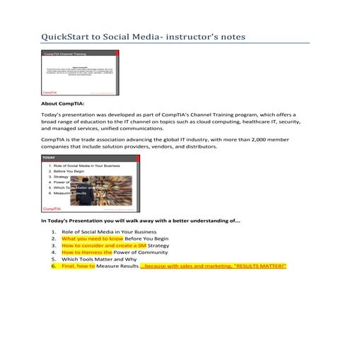 Varnex Social Media Instructor notes