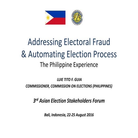 Addressing electoral fraud automating election process - luie tito f. guia (c...