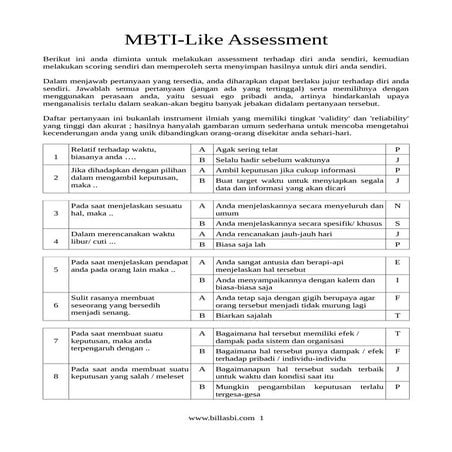 Qstnr gaya komunikasi, mbti-like assessment