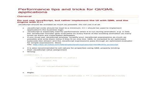 Qt and QML performance tips & tricks for Qt 4.7