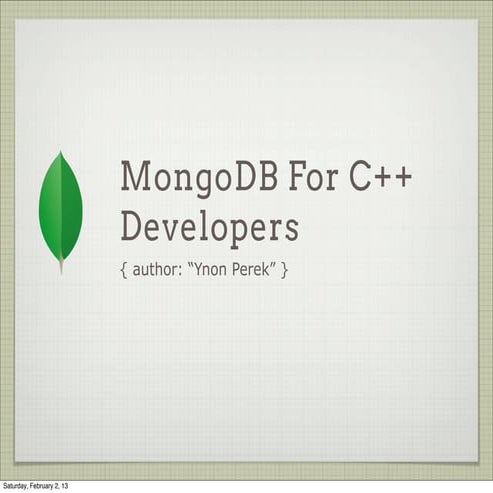 MongoDB For C++ Developers | PPT