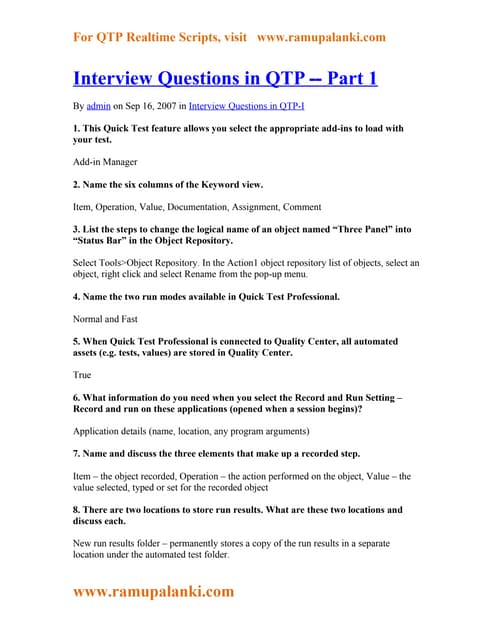Qtp interview questions and answers | PDF