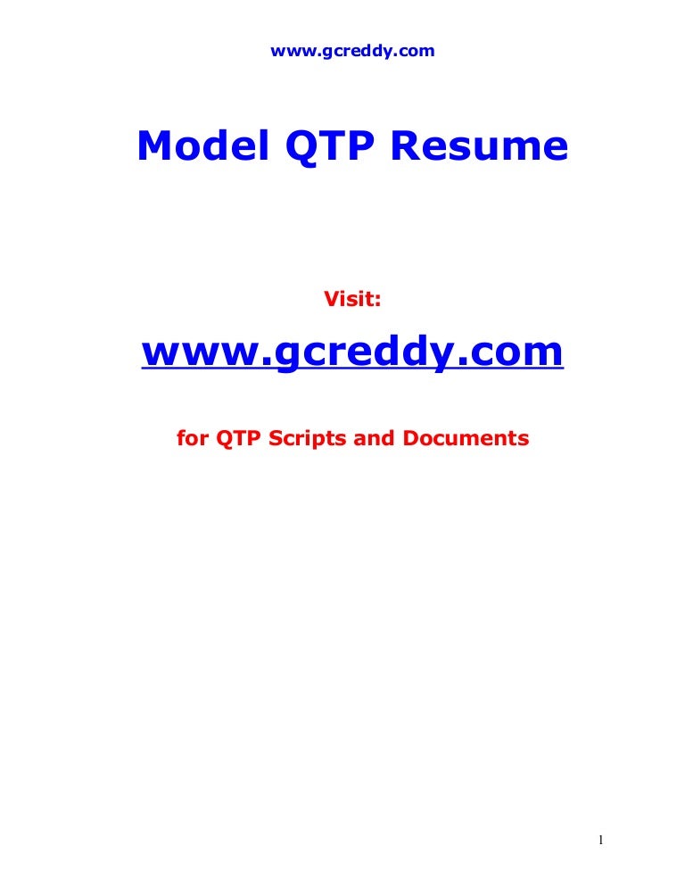 qtp resume