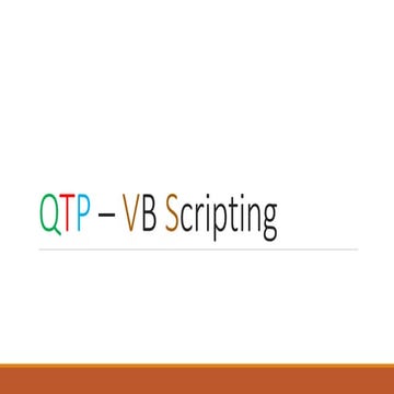Qtp vb scripting | PPT | Free Download