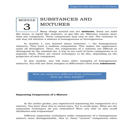 Qtr 1 module 3 substances & mixtures