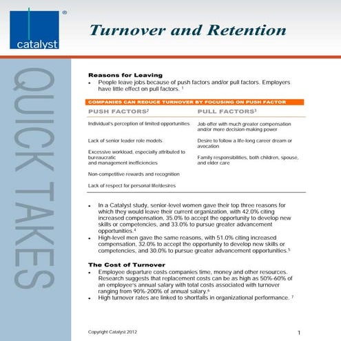 Catalyst Study: Turnover and Retention