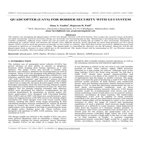 Quadcopter (uavs) for border security with gui system