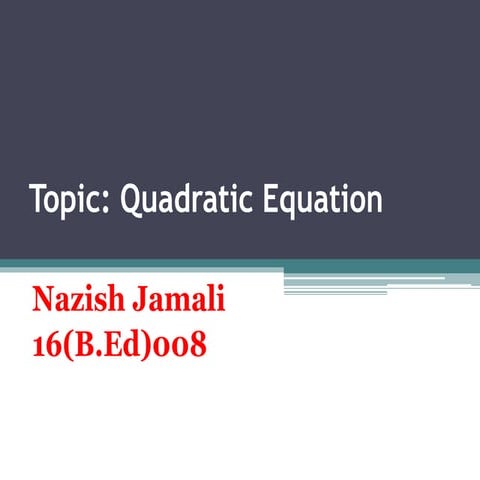 Quadratic Equation