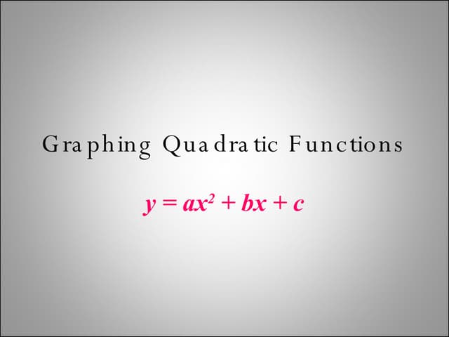 Quadratic Equations   Graphing