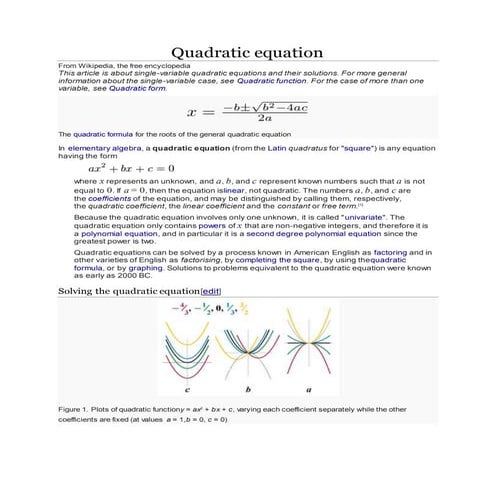 Quadratic equation | PDF