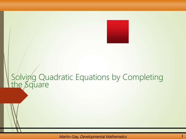 Quadratic Equation Completing Square Ppt Quadratic Equation Completing Square Ppt