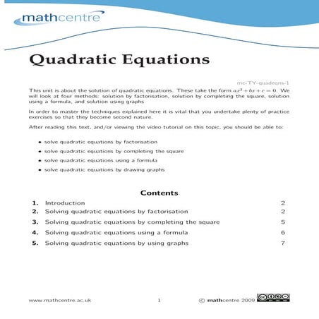 Quadratic Equations