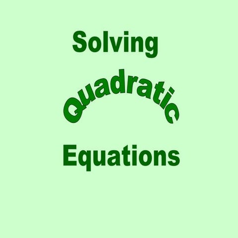 Quadratic equations