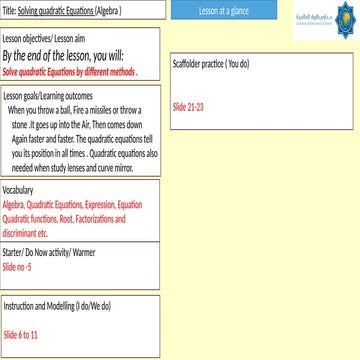Quadratic Equations Solutions in diffrent method