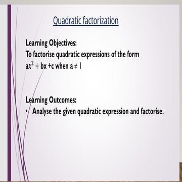 Mastering Quadratic Factorization: Step-by-Step Techniques and Practice ...