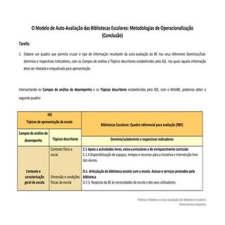 O MODELO DE AUTO-AVALIAÇÃO DA BE: M...