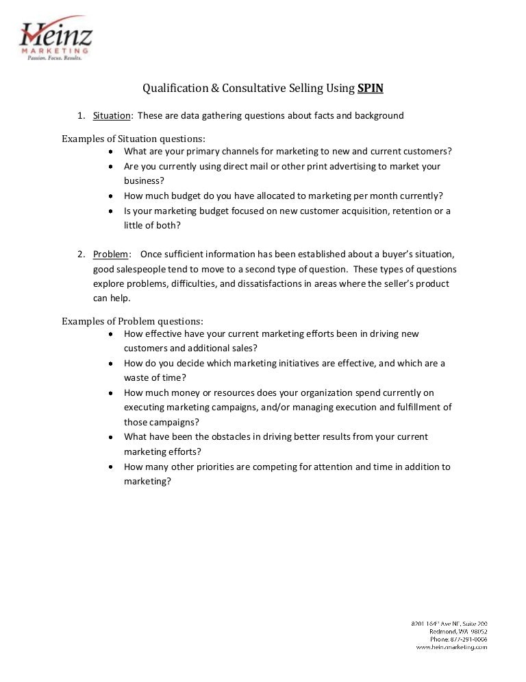 qualification consultative selling using spin template