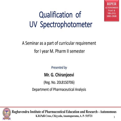 Qualification of UV spectrophotometer 