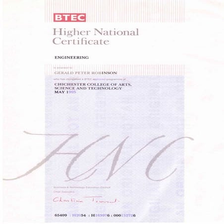 BTEC HNC Engineering (marine navigational systems eng.)