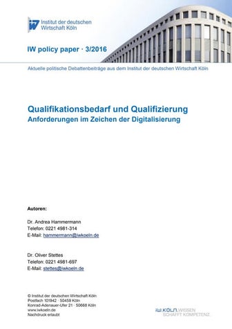 Qualifikationsbedarf und Qualifizierung – Anforderungen im Zeichen der Digita...