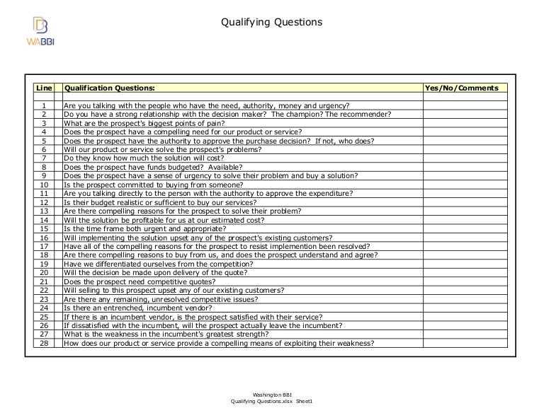Qualifying questions