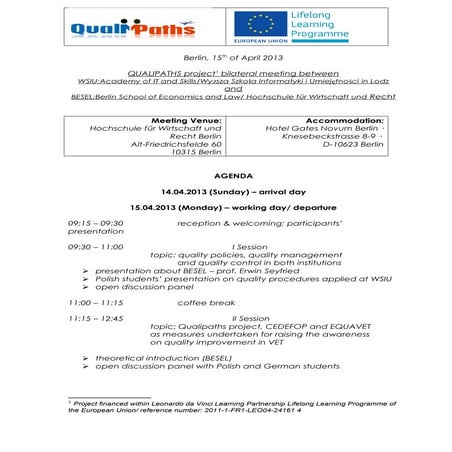 Qualipaths inberlin agenda