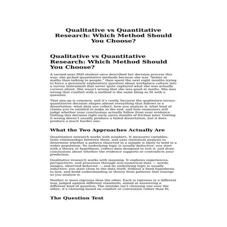 Choosing Between Qualitative and Quantitative Research Methods: A ...