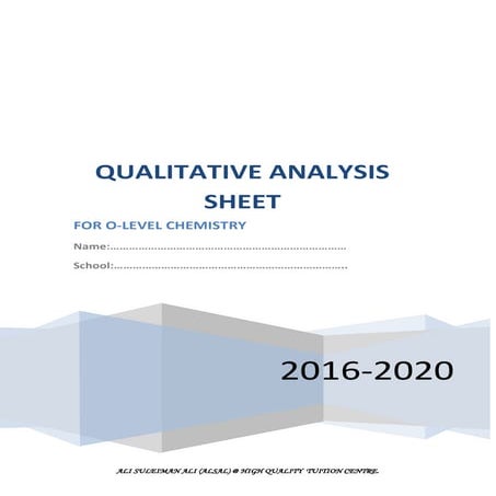 Qualitative analysis sheet for o level chemistry