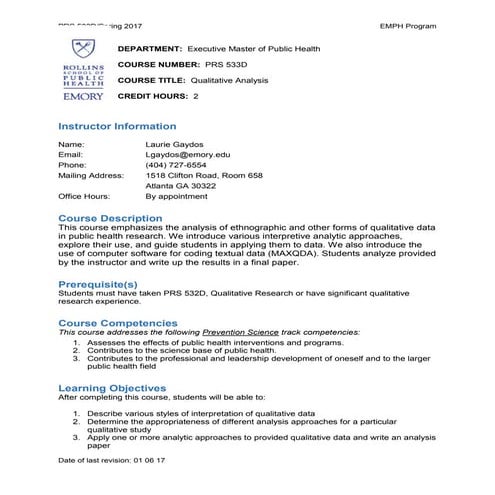 Qualitative Analysis Syllabus Final