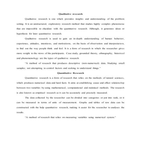 Qualitative and quantitative research