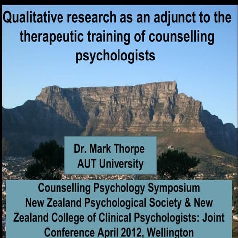 Qualitative research as an adjunct to the therapeutic training of counselling...