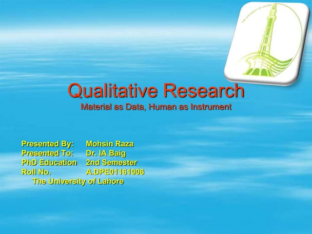 Qualitative vs quantitative research by mohsin raza