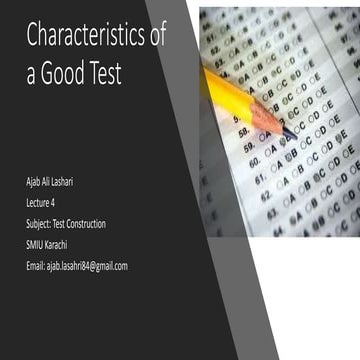 Characteristics of a Good Test
