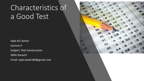 Report-Characteristics of good test.pptx | Standardized Testing ...