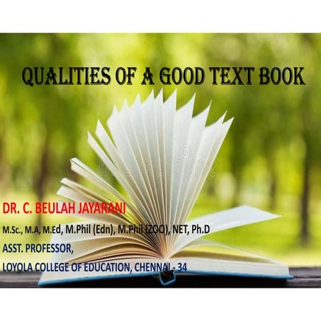Qualities of a good text book