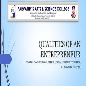 Qualities of an entrepreneur