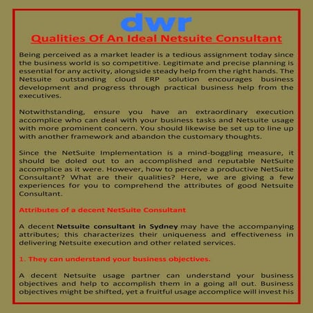 Qualities of an ideal netsuite consultant