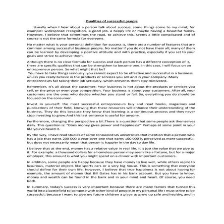 Qualities of successful people