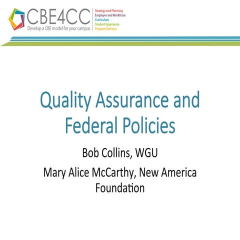 Quality Assurance and Federal Policies Faculty Development Model - Competency-Based Education