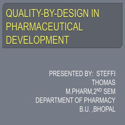 Quality-by-design(QbD) in pharmaceutical development
