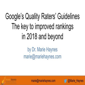 Google's Quality Raters' Guidelines. The key to improving rankings in 2018 an...